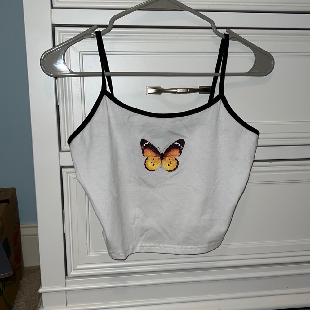 SHEIN cropped butterfly top